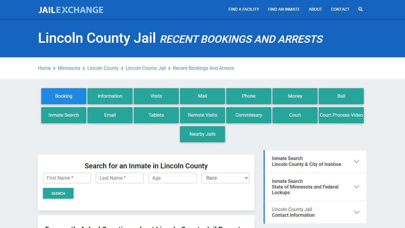 Lincoln County Jail Recent Bookings And Arrests - Jail Exchange